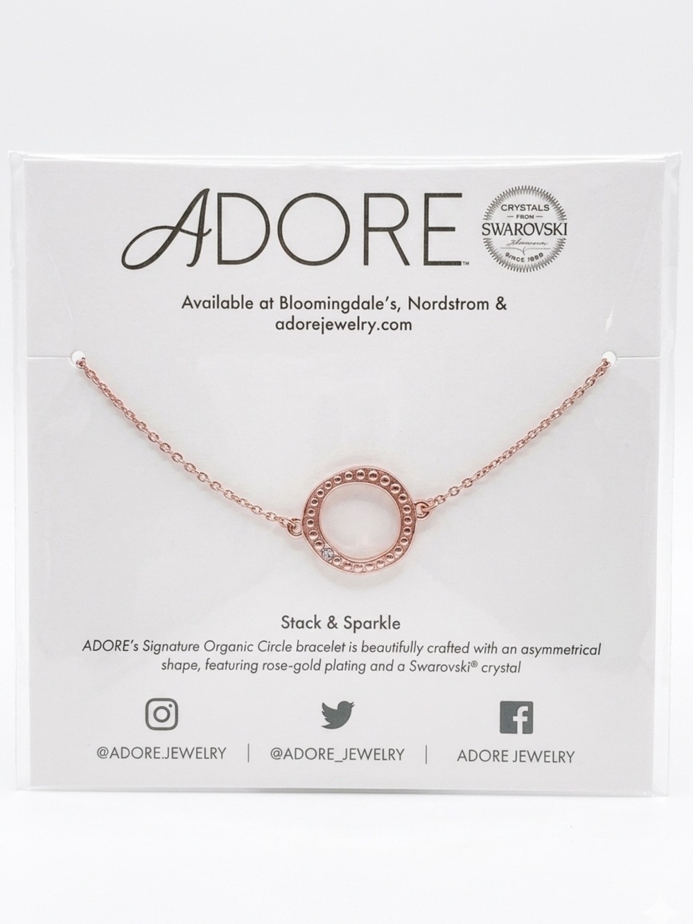 Adore Rose Gold Open Circle Bracelet with Swarovski Crystal Accent
